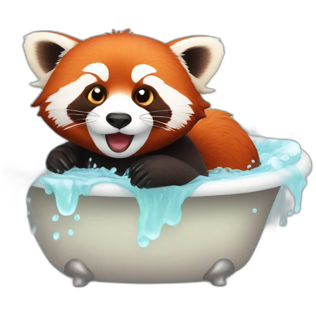 Red panda taking a bath emoji