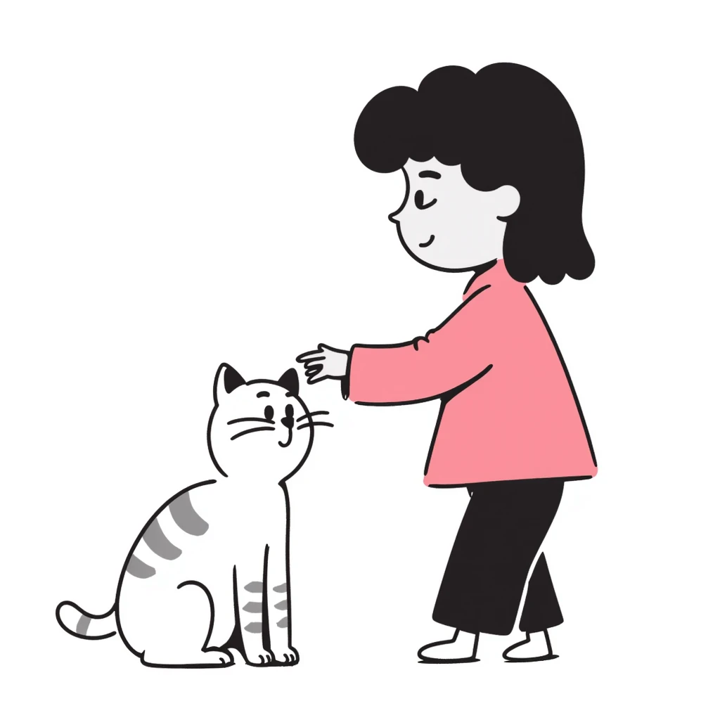 a small girl with a white cat emoji