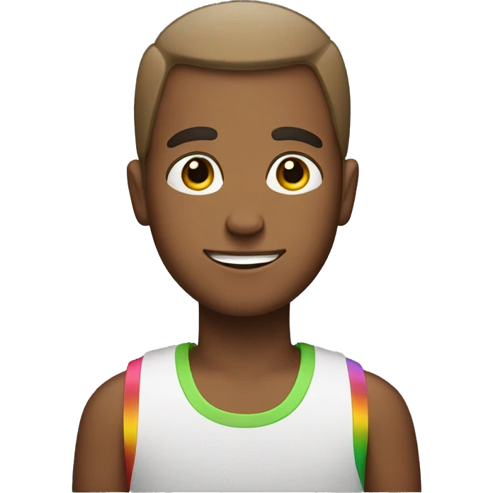 a brown guy with buzz cut hair and a rainbow hat emoji