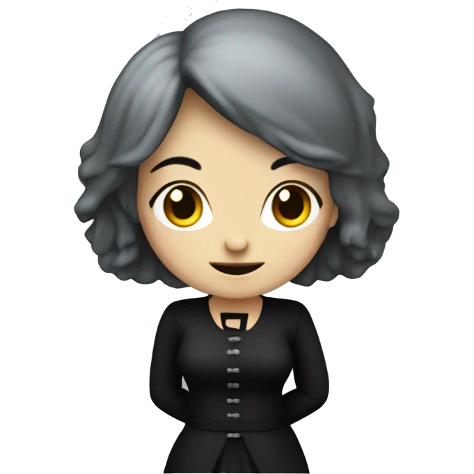 goth older girl with clothed torso showing emoji
