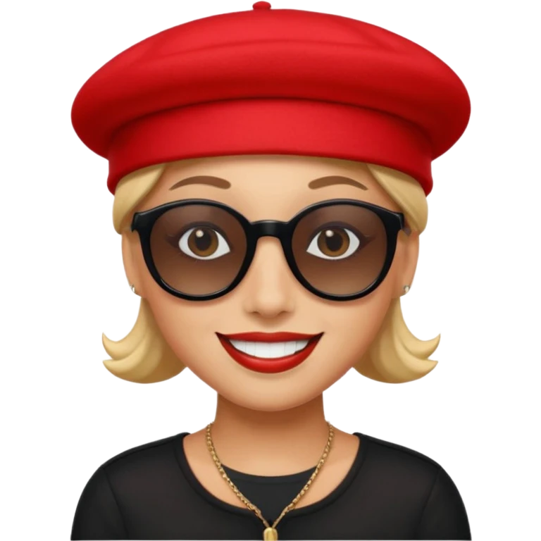 Sourire,.lu.ettes de soleil noires, beret rouge parachutiste emoji