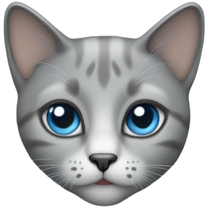 Grey cat with blue eyes emoji