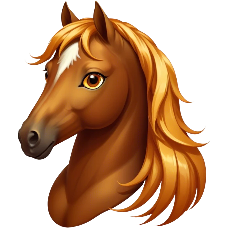 Cinematic Elegant Bay Horse Portrait Emoji, Head held high with a serene, majestic gaze, showcasing a magnificent bay fur with a rich, lustrous sheen, a flowing mane and tail, and radiant amber eyes that exude beauty and grace, Simplified yet majestically refined features, highly detailed, glowing with a soft, ethereal light, high shine, poised and breathtaking, stylized with an air of pure elegance, capturing the essence of a stunning and graceful steed, so beautiful it feels like it could gallop out of the screen with effortless charm! emoji