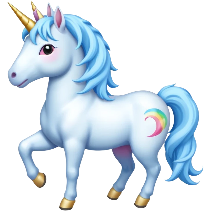 Full boda unicorn happy with hair skyblue emoji