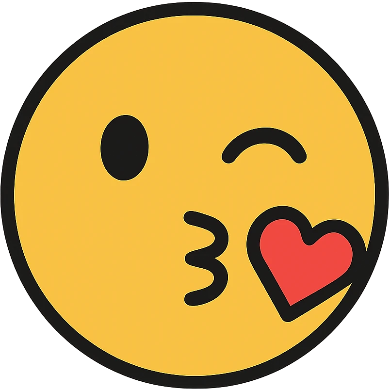 smiley face blowing a kiss and winking emoji