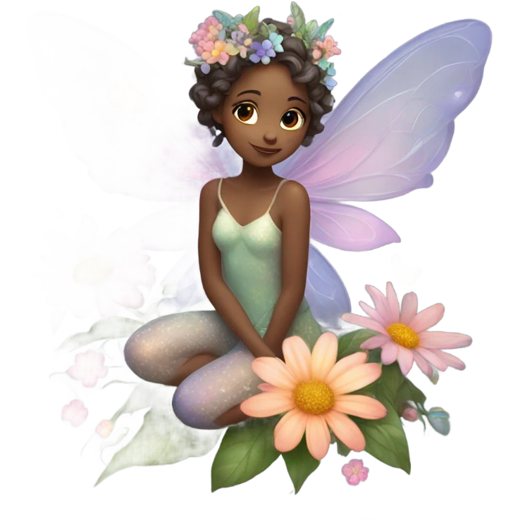 Watercolor flying fairy floral feminine ￼ emoji