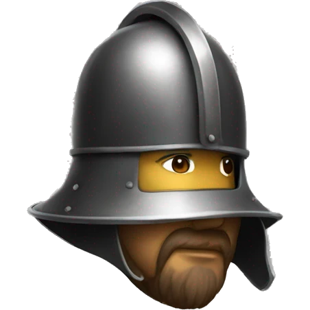 Sitting Guy wearing a morion kettle helmet crestfallen emoji