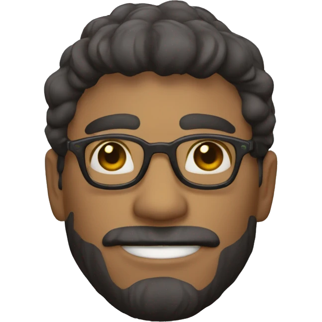 Chico moreno con lentes y pelo rizado corto emoji
