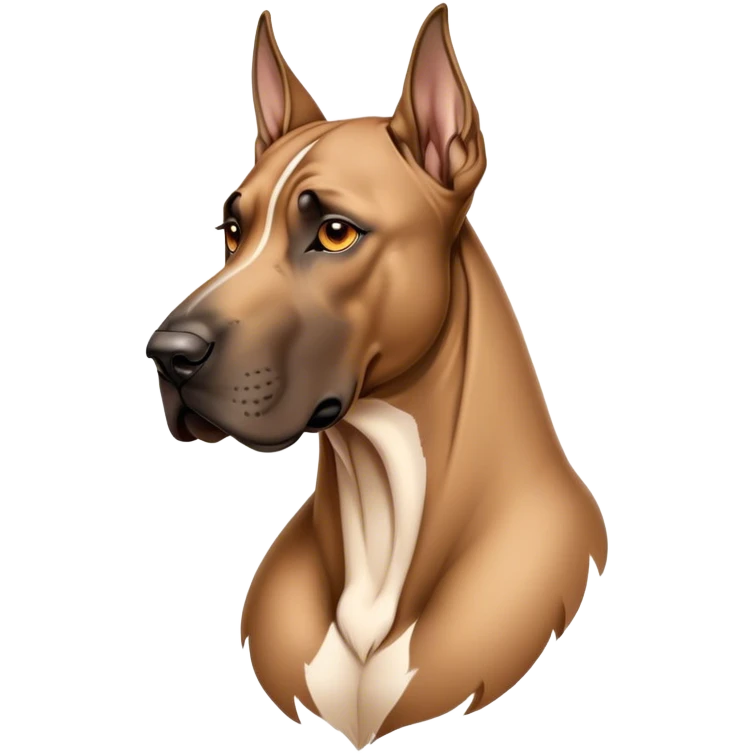 Cinematic Noble Fawn Great Dane Portrait Emoji, Poised and regal, with a towering, muscular build and a sleek, well-groomed solid fawn coat accented by subtle dark markings, deep-set soulful amber eyes, Simplified yet sharp and sophisticated features, highly detailed, glowing with a soft, dignified glow, high shine, intelligent and gentle, stylized with an air of majesty, focused and attentive, soft glowing outline, capturing the essence of a watchful and confident guardian, so majestic it feels as though it could stride out of the screen with effortless authority! emoji
