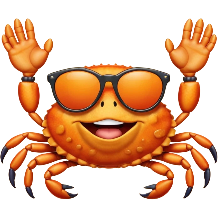 Alaska crab are moving wearing a sunglass and say hi emoji