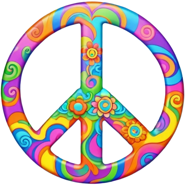 Brightly colored Psychedelic word “Peace” emoji