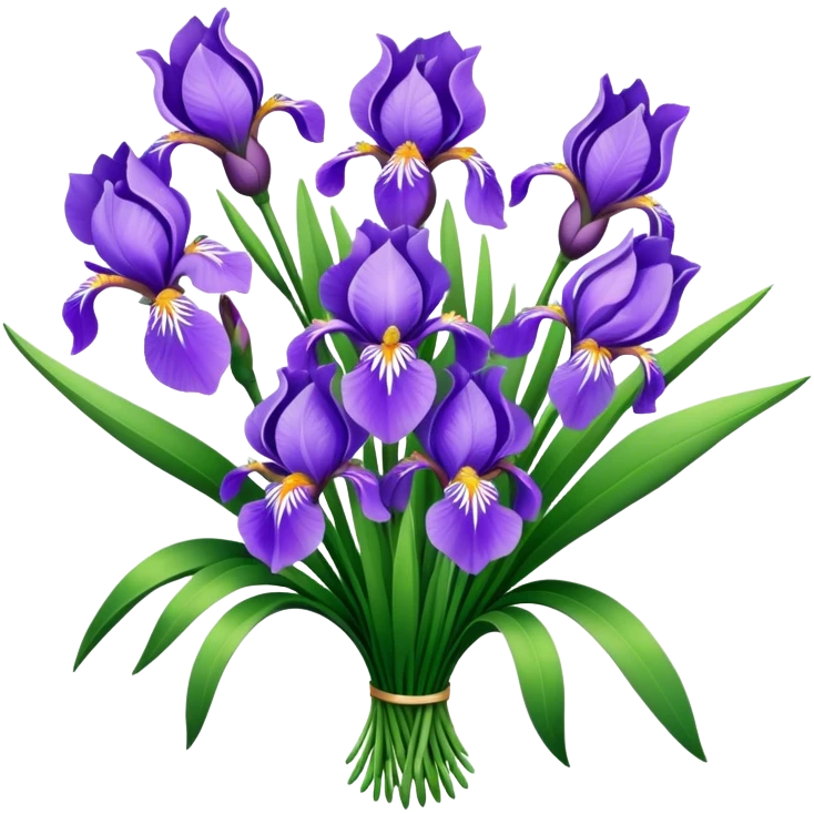 big bouquet Lavender Iris, luxuriant, leaf, bud emoji
