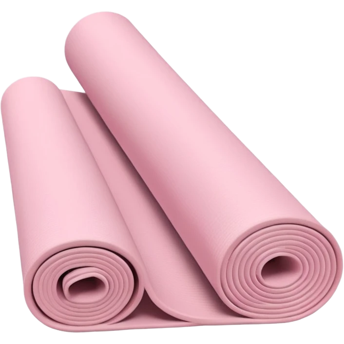 Soft light pink yoga mat rolled up, pastel background, minimal style emoji