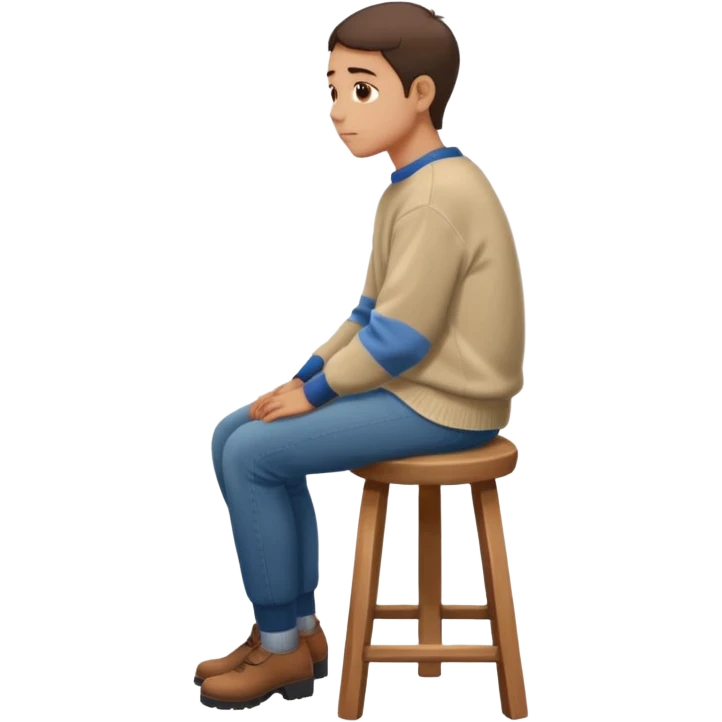 a person sitting on stool full back head turn. emoji