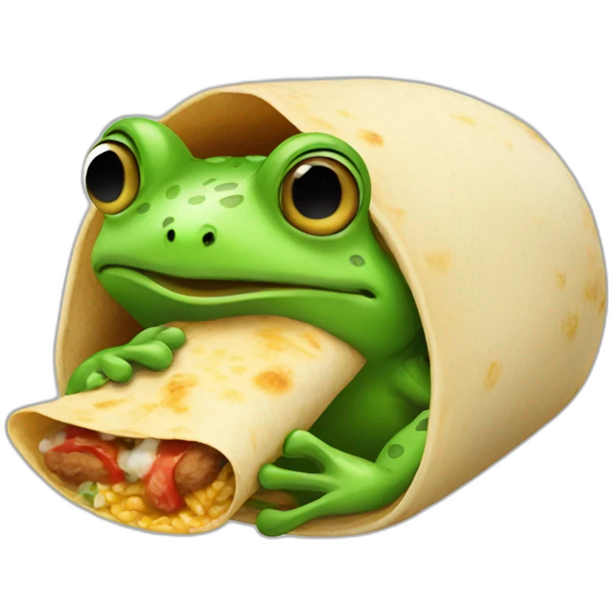 a frog eating a burrito emoji