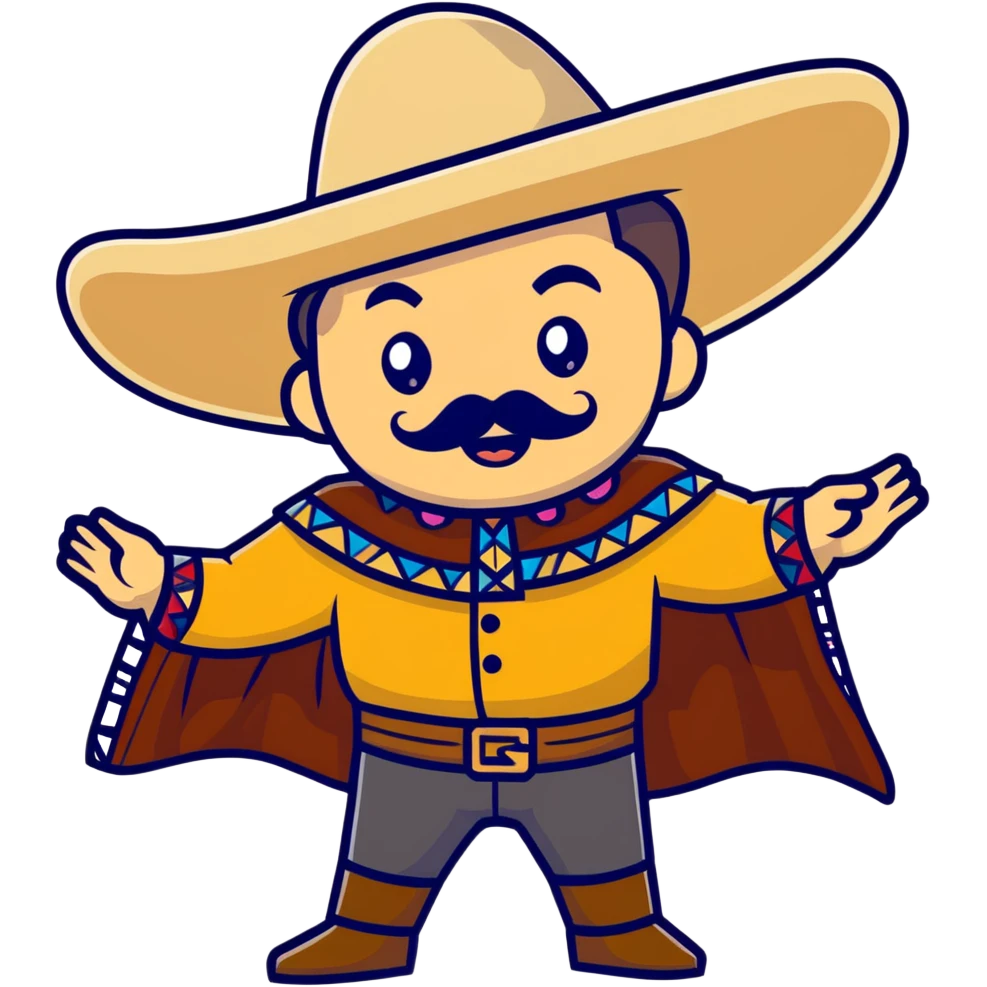 Make me an image of poncho villa leaving advice behind  emoji