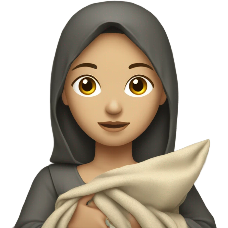 young medieval woman holding a large open cloth emoji
