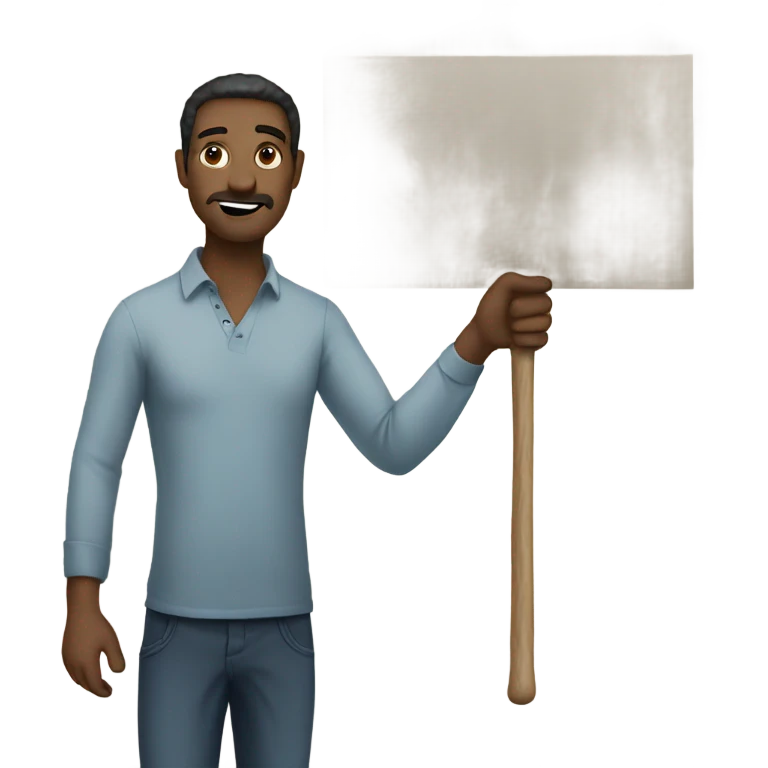 man holding placard on stick emoji