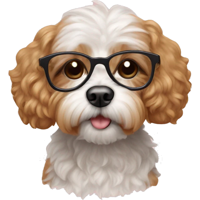 Cavapoo dog with glasses emoji