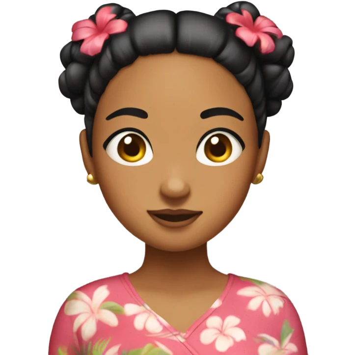 Hawaiian girl with y2k buns emoji