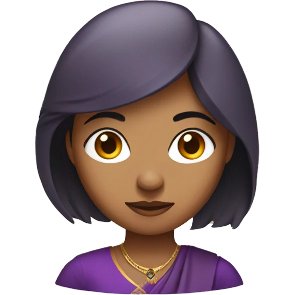 Indian woman with purple eyes, brown short hair and circet emoji