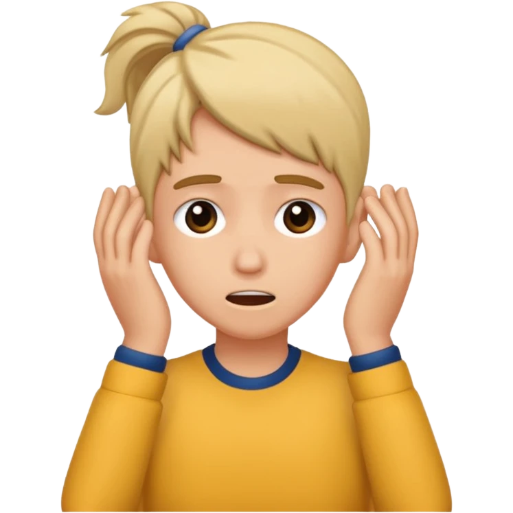 tucking hair behind ear cringe emoji