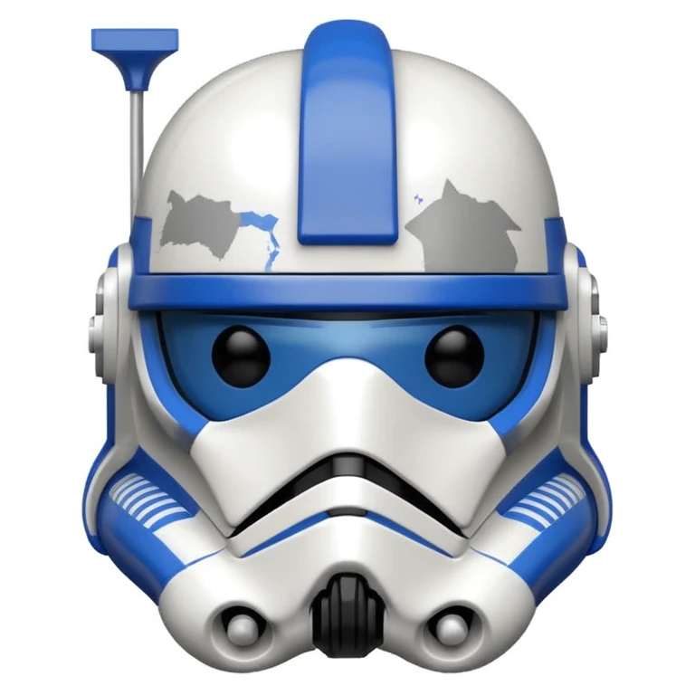 Captain Rex from Star Wars, apple emoji style, clone trooper helmet with blue accents, minimal details emoji
