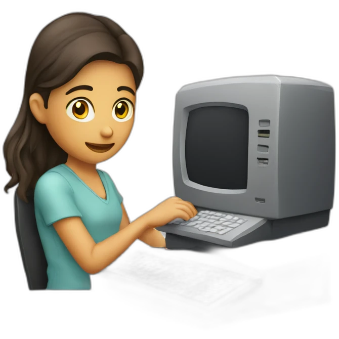 Joven usando la computadora emoji