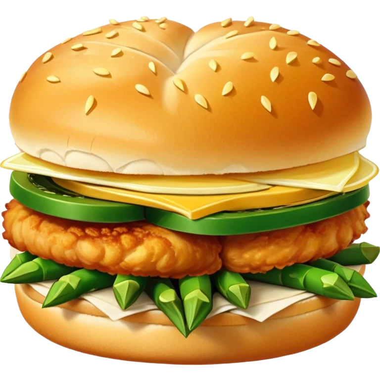 Chicken sandwich with asparagus and fries  emoji