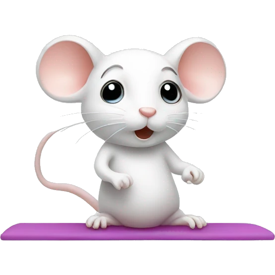 Cute white mouse doing pilates emoji