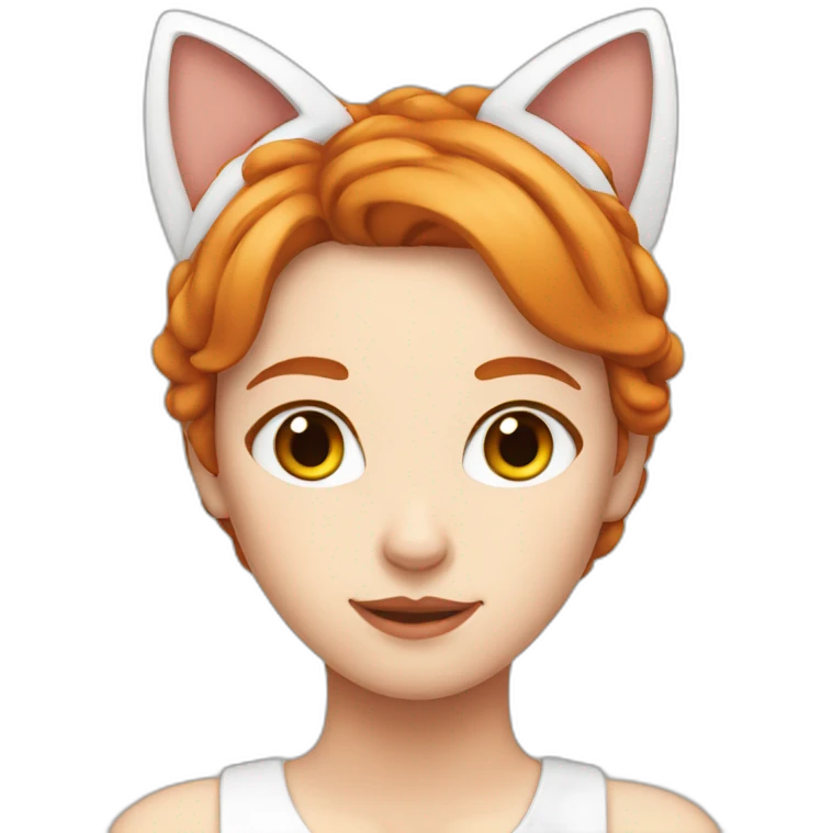 white redhead girl with cat ears emoji