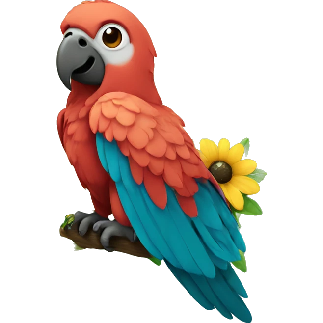 Parrot with bee wings and bees colour emoji