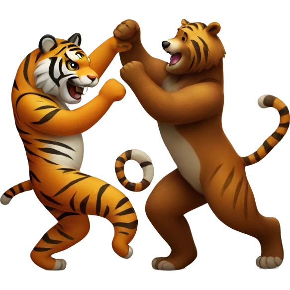 A tiger dancing with a bear emoji