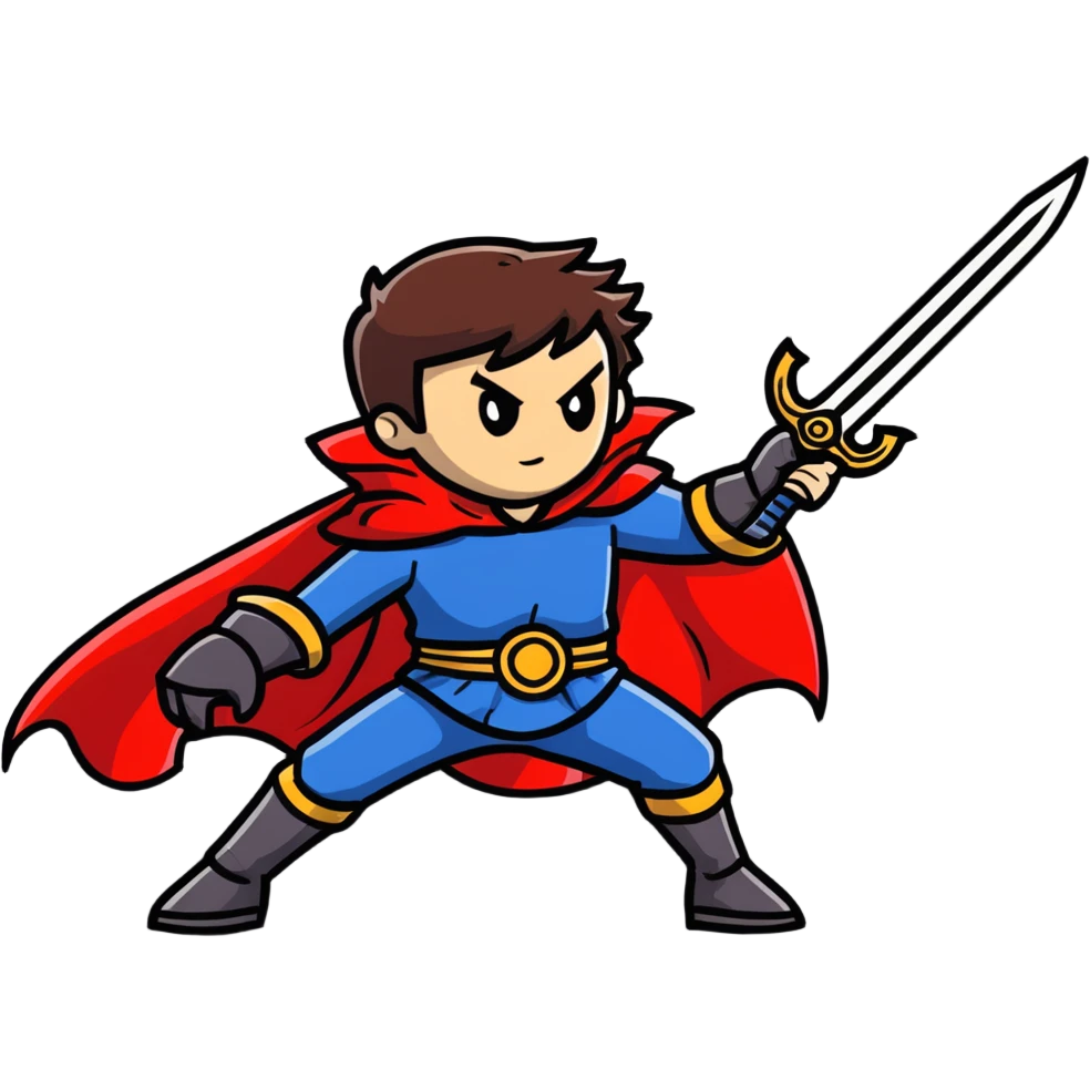 duelist with cape and sword ready to fight emoji