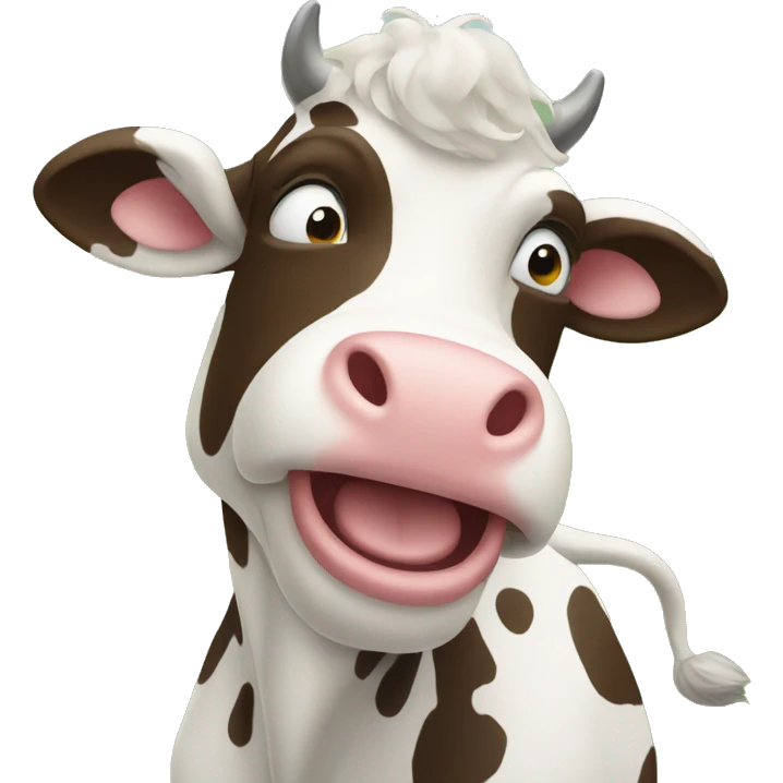 A cow who is dancing emoji