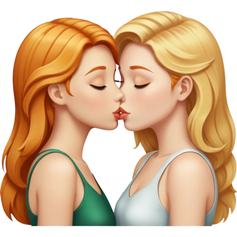 blonde and ginger girls kissing emoji