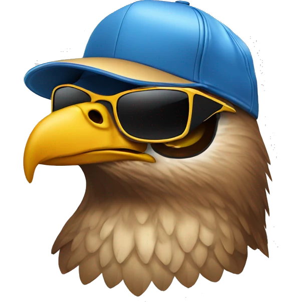 Hawk Wearing a trucker hat and sunglasses emoji