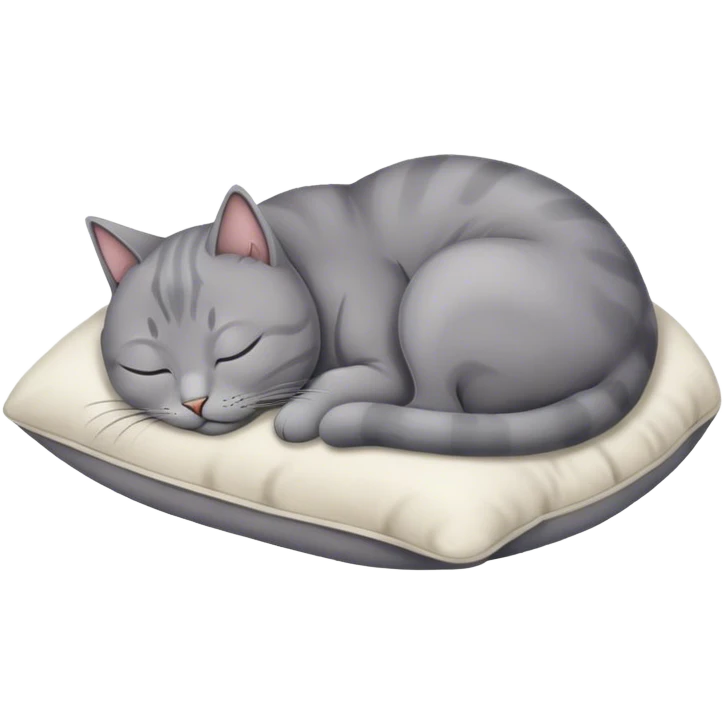 grey cat sleeping on the pillow  emoji