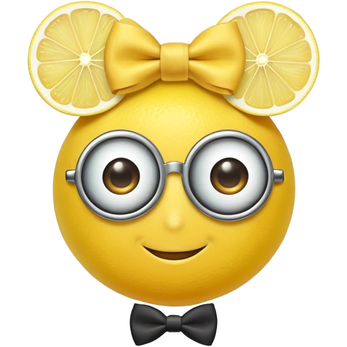lemon with a face, monocle, and bow tie emoji