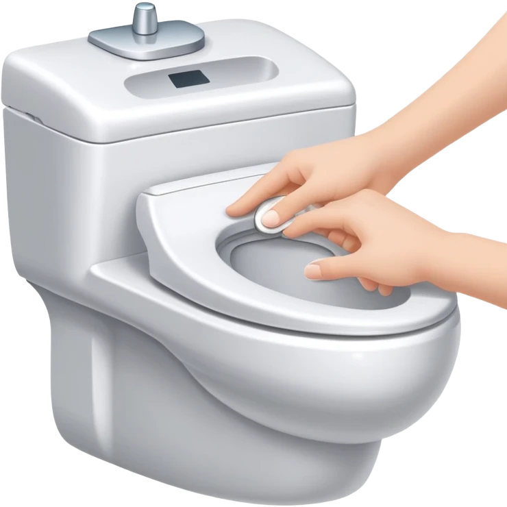 hand pressing the flush button on a toilet, clean and friendly emoji