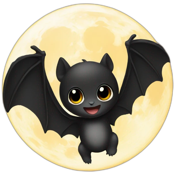 black baby bat wings in front of moon emoji