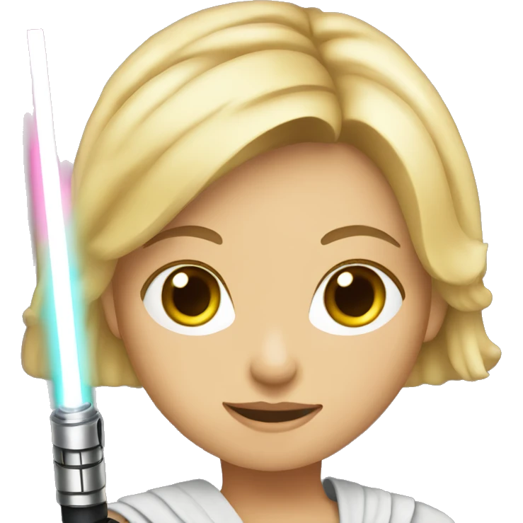 Blonde girl with lightsaber emoji