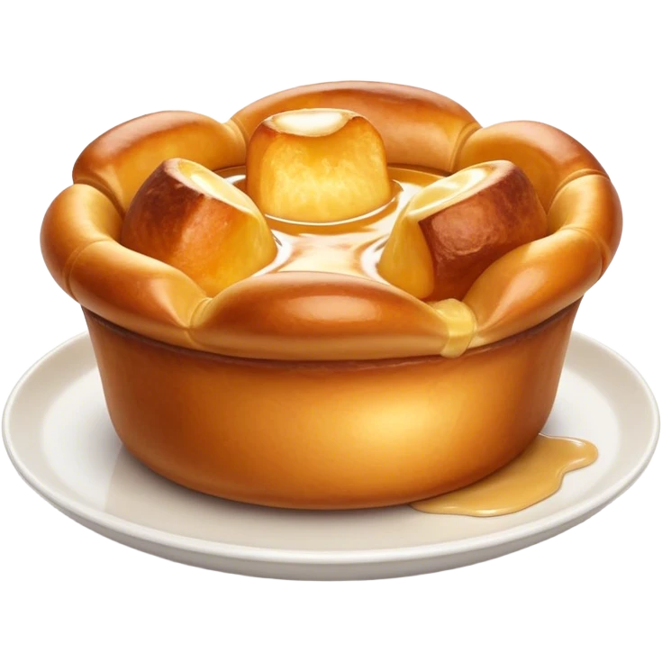 Cinematic Realistic Yorkshire Pudding Dish Emoji, showcasing a light, airy, golden puff with a crispy exterior rendered with lifelike detail and soft natural lighting that accentuates its classic appeal. emoji