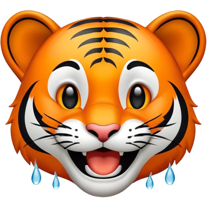 laughing tiger face with tears of joy for Twitch emote emoji