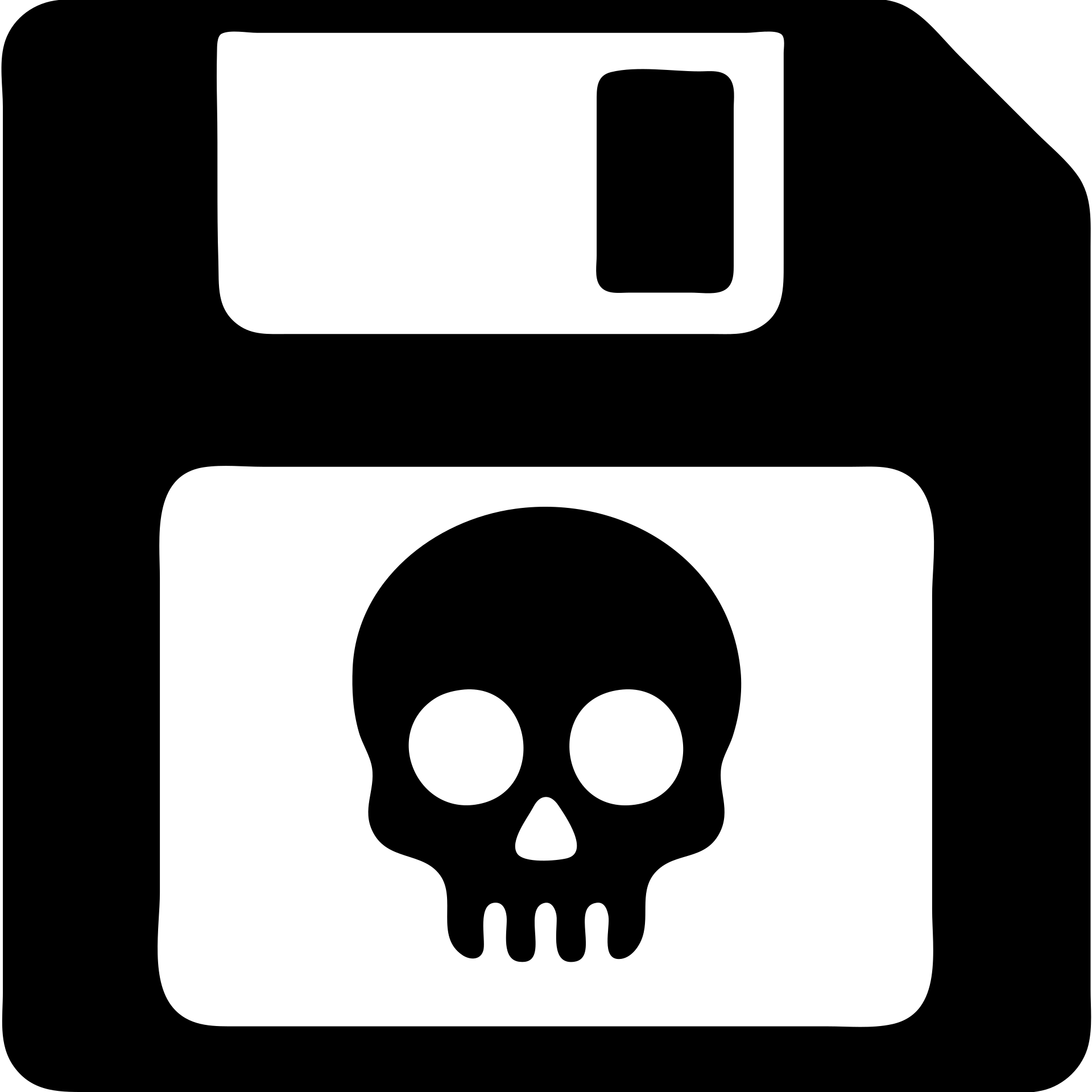 floppy disc with a skull, solid filled icon emoji