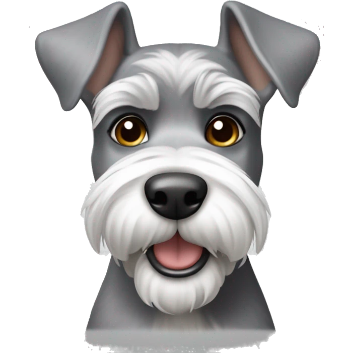 Happy gray and white schnauzer with ears that stick up  emoji