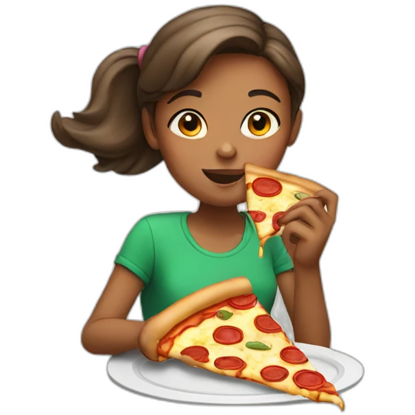 Girl eating pizza emoji