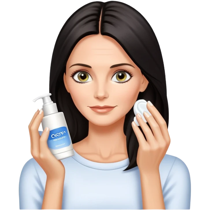 skin care cream application courtney cox long hair emoji