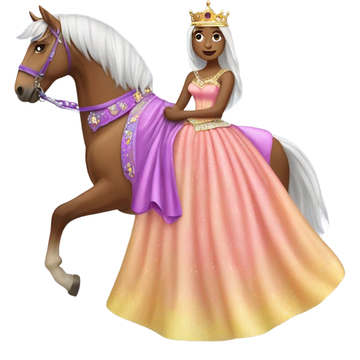 Horse wearing a princess dress and crown emoji
