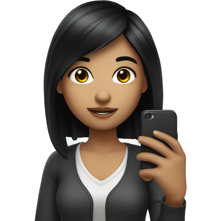 Girl with black hair taking selfie emoji